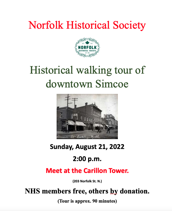 Historical Society Walking Tour of Downtown Simcoe